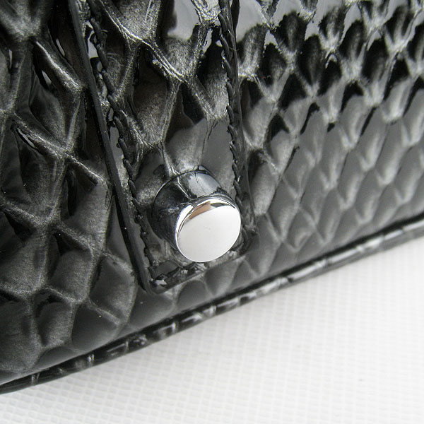 High Quality Fake Hermes Birkin 35CM Fish Veins Leather Bag Black 6089 - Click Image to Close